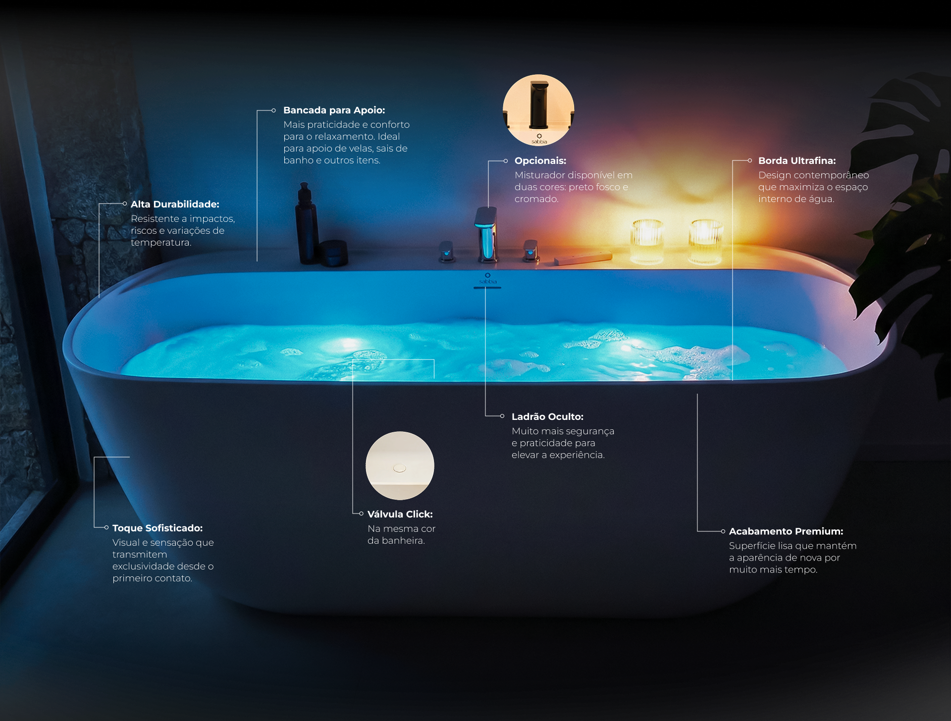 Banheira Camboriú com tecnologia Air Therapy